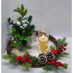 Świeca oplotem 12 diod LED 5x12.5cm w osłonie z efektem płomienia 2xAA-5902202570679