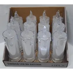 Świeca diamentowa LED 6.5x18cm o delikatnym białym świetle na baterie-5901202470798