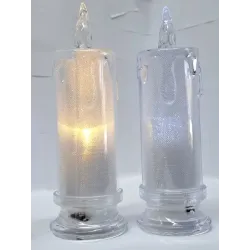 Świeca diamentowa LED 6.5x18cm o delikatnym białym świetle na baterie-5901202470798