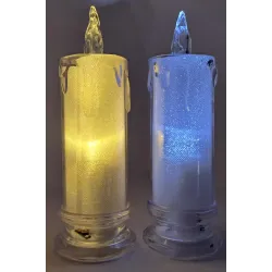 Świeca diamentowa LED 6.5x18cm o delikatnym białym świetle na baterie-5901202470798