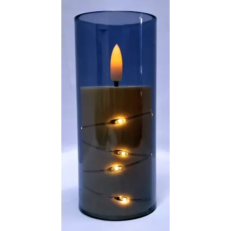 Świeca oplotem 12 diod LED 5x12.5cm w osłonie z efektem płomienia 2xAA-6978172352651