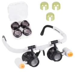 Lupa okulary precyzyjne nagłowna serwis 2 led 25x z podświetleniem-5907451344477
