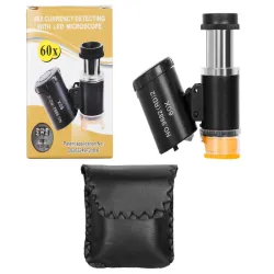 Kieszonkowy mikroskop z lupa jubilerska uv 60x i 2 diodami led-5907451344767