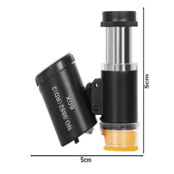 Kieszonkowy mikroskop z lupa jubilerska uv 60x i 2 diodami led-5907451344767
