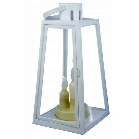 Lampion latarnia LED trzy świece biała latarnia z uchem do wieszania-5901202474185