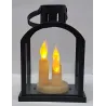 Lampion latarnia LED trzy świece czarna latarnia z uchem do wieszania-5901202474062