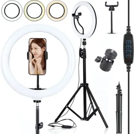 Lampa pierścieniowa led ring uchwyt na telefon statyw 100cm 3 barwy-5907451371053