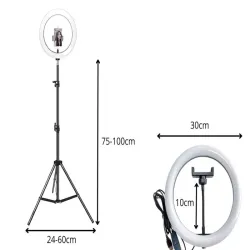 Lampa pierścieniowa led ring uchwyt na telefon statyw 100cm 3 barwy-5907451371053
