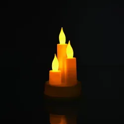Potrójna świeczka led element stroika DIY wkład do znicza żywy płomień-5907269731209
