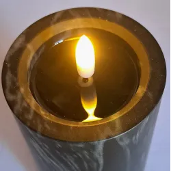 Świeca LED 15x7.5 imitacja marmuru z realistycznym efektem płomienia-5901202471078