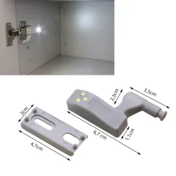 Lampka do szafki szafy mocowana na zawias drzwi 3 led na baterie-5907451325469