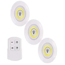 Zestaw 3x lampka cob bezprzewodowa przenośna lampa i pilot na baterie-5907451317563