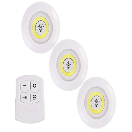 Zestaw 3x lampka cob bezprzewodowa przenośna lampa i pilot na baterie-5907451317563