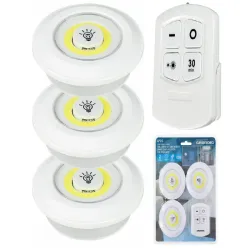 Zestaw 3x lampka cob bezprzewodowa przenośna lampa i pilot na baterie-5907451317563