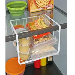 Koszyk podwieszany pod półkę kuchenną metalowy biały organizer-5907451371381