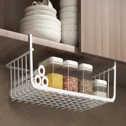 Koszyk podwieszany pod półkę kuchenną metalowy biały organizer-5907451371381