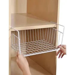 Koszyk podwieszany pod półkę kuchenną metalowy biały organizer-5907451371381