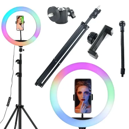 Lampa pierścieniowa RGB CCT ring uchwyt na telefon regulowany statyw-5907451371060