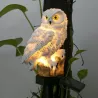 Świecąca sowa do ogrodu dekoracja lampa solarna 8cm biała lub brązowa