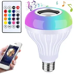 Żarówka kolorowa e27 led rgb z głośnikiem bluetooth sterowna pilotem-5907451336670