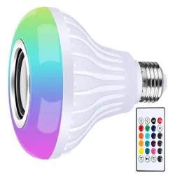 Żarówka kolorowa e27 led rgb z głośnikiem bluetooth sterowna pilotem-5907451336670
