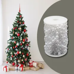 Girlanda perłowa biała perełki łańcuch na choinkę koraliki szpula 8mm 5m-5907451366448
