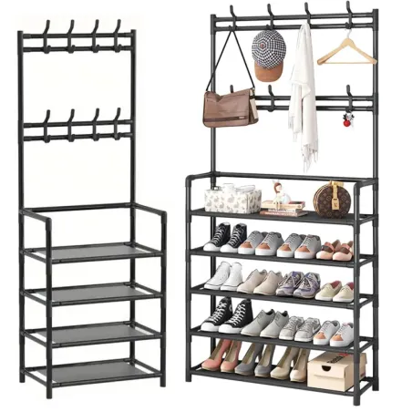 Wieszak stojący metalowy 5 poziomów na ubrania buty torebki loft garderoba-5907451358917