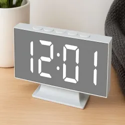 Zegar elektroniczny cyfrowy led budzik termometr lustro stojący usb pamięć-5907451377154