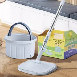 Mop kwadratowy z wiadrem rotacyjnym odpływ nakładka z mikrofibry-5907451372159