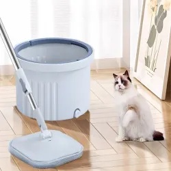 Mop kwadratowy z wiadrem rotacyjnym odpływ nakładka z mikrofibry-5907451372159