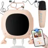 Głośnik bluetooth karaoke z mikrofonem led kolorowe kwadraty muzyka-5907451373064