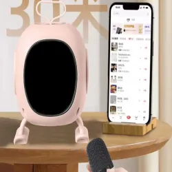 Głośnik bluetooth karaoke z mikrofonem led kolorowe kwadraty muzyka-5907451373064
