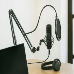 Mikrofon studyjny XLR pojemnościowy statyw pop filtr kardioidalny-5907451375747