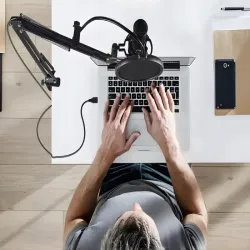 Mikrofon studyjny XLR pojemnościowy statyw pop filtr kardioidalny-5907451375747