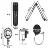 Mikrofon studyjny USB pojemnościowy statyw pop filtr kardioidalny-5907451375730