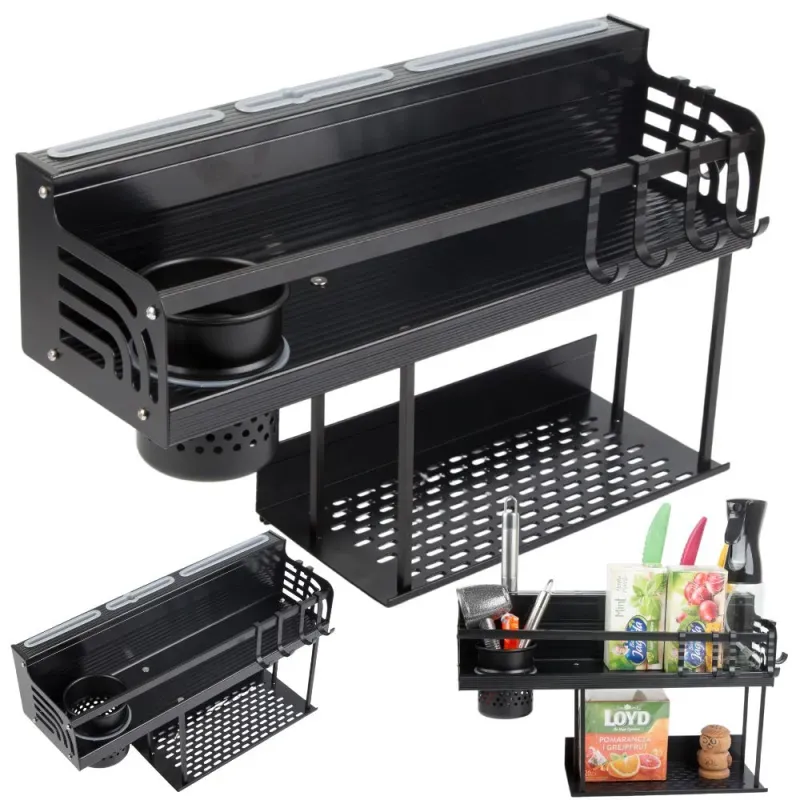 Półka na ścianę organizer kuchenny metalowy wiszący na przybory-5907451376638