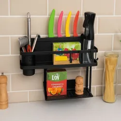Półka na ścianę organizer kuchenny metalowy wiszący na przybory-5907451376638