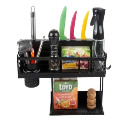 Półka na ścianę organizer kuchenny metalowy wiszący na przybory-5907451376638