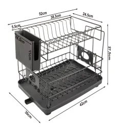 Suszarka do naczyń talerzy sztućców dwupoziomowa ociekacz z tacką-5907451372333