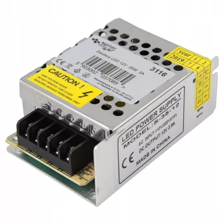 Montażowy zasilacz do listew LED i nie tylko 12V/3A 35W-5903002037089