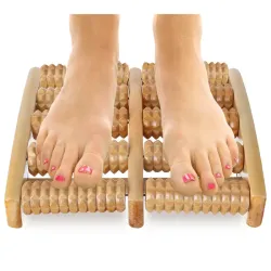Masażer do stóp tradycyjny drewniany roller 2x5-5907451330685