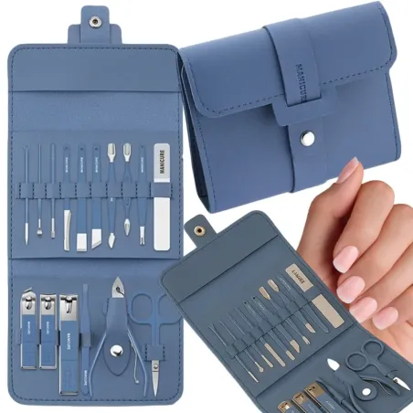 Zestaw do paznokci przybornik manicure pedicure etui cążki 16 elem.-5907451375846