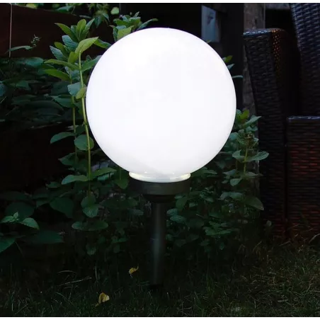 Lampa ogrodowa duża biała kula solarna 30cm barwa światła biała zimna-6952145068442