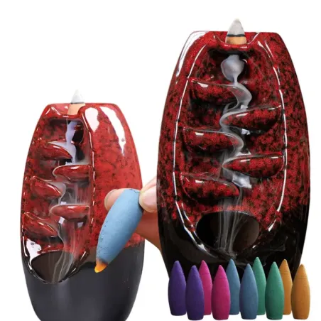 Kominek zapachowy ceramiczny wodospad kadzidło aromaterapia+10 knotów-5907451370056