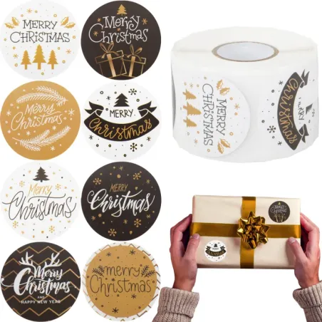Naklejki ozdobne świąteczne kolorowe na rolce 500 sztuk na rolce-5907451366424