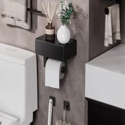 Uchwyt wieszak na papier toaletowy pojemnik z półką na telefon loft-5907451358733