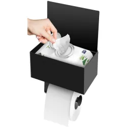 Uchwyt wieszak na papier toaletowy pojemnik z półką na telefon loft-5907451358733