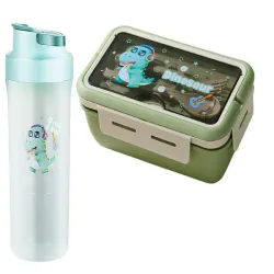 Lunchbox śniadaniówka pojemnik na śniadanie obiad sztućce z bidonem zestaw-5907451378854