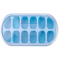 Forma do lodu kostkarka 12 kostek z przykrywką foremki spód silikonowy-5907451377772