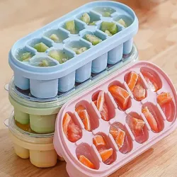 Forma do lodu kostkarka 12 kostek z przykrywką foremki spód silikonowy-5907451377772